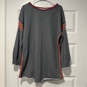 NATURAL LIFE Gray Sweatshirt with Red and Orange Accents
